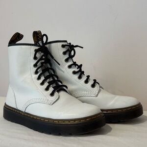 Doc Martens AirWair Zavala Lace Up Combat Boots White Leather SIze 7 L